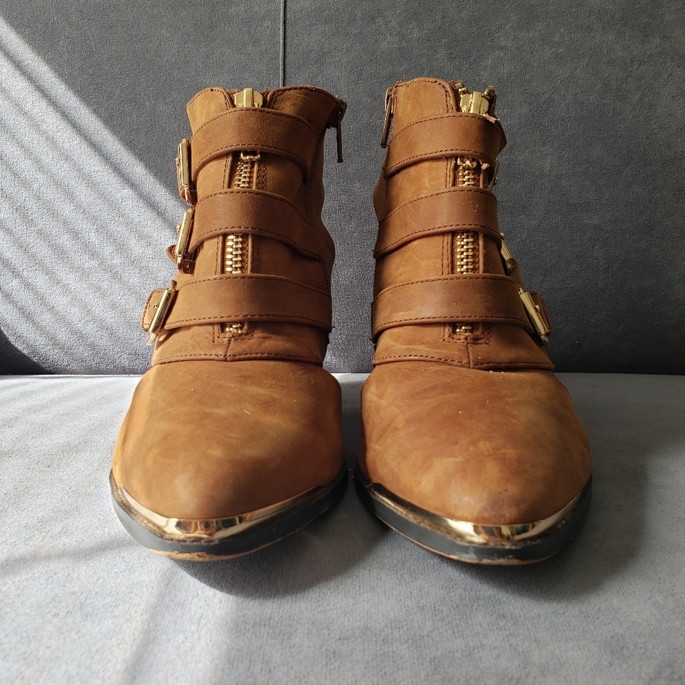 Aldo metallic accent cutout ankle booties